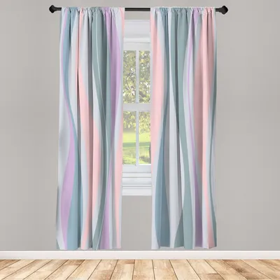 Obrázek produktu pro ABAKUHAUS Závěsy 2 Panel Set pro obývací pokoj ložnice dekor, retro zářivé pruhy funky linie design vzory souhrnný tisk, 150 cm x 245 cm, vavřínově zelená