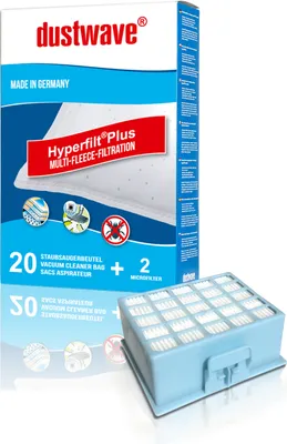 Produktbild von 20 Staubbeutel + HEPA-Filter / Abluftfilter 839 passend für Bosch - BGL35… Serie Bodenstaubsauger - dustwave® Markenstaubfilter Germany