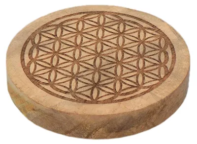 Produktbild von Blume des Lebens Untersetzer Mangoholz 10cm – Deko & Spiritualität