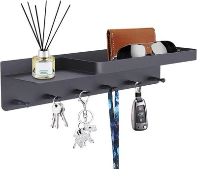 Productafbeelding van Famanu sleutelbord met opbergruimte - zwarte organizer - voor wandmontage