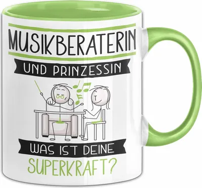 Produktbild von Musikberaterin Und Prinzessin Tasse Geschenk Für Eine Musikberaterin Geburtstag Was Ist Deine Superkraft (Grün)