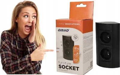 Image de ORNO | Prise électrique pour meubles OR-AE-1303/B - Noire - 2 x 230 V - Sous suspension - Pratique et sûre