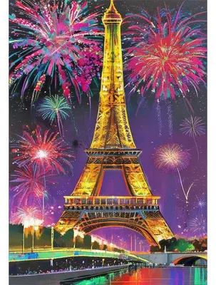 Obrázok produktu pre Diamantová maľba, Eiffelova veža, Paríž, 40x50 cm, ohňostroj, vlastná tvorba, 5D, krajina