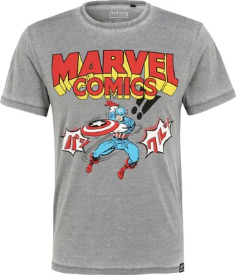Produktbild von Recovered T-Shirt Marvel Comics Captain America Japan mit coolem Captain America-Print Hellgrau XL