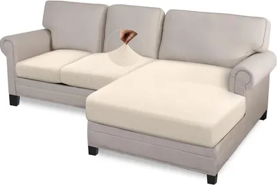 Produktbild von Ecksofa Kissenbezug 3 Stücke, L-förmiges Sofa, elastisches Elasthan, beige