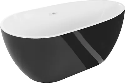 Produktbild von Mexen Eos freistehende Badewanne 170 x 75 cm, weiß/schwarz, weißer Überlauf - 52471707575-20