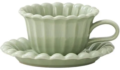 Produktbild von Kaffeetasse mit Untertasse 250ml Keramik Grün