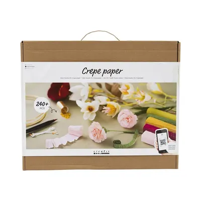 Image de Kit de bricolage papier crépon, bricoler des fleurs, y compris matériaux, outils + instructions