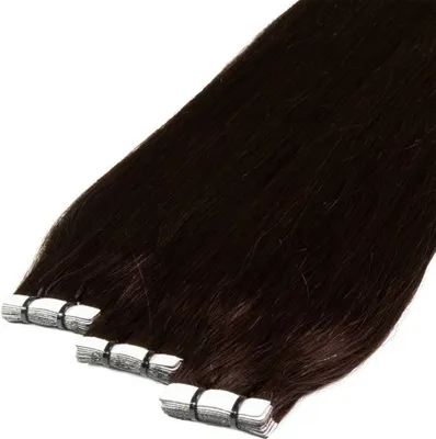 Produktbild von hair2heart Premium Tape Extensions Echthaar glatt - 10 Tapes 2.5g 50cm 5/0 mittelbraun