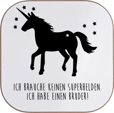 Produktbild von Mr. & Mrs. Panda Holzuntersetzer Ich brauche keinen Superhelden.... - Weiß - Geschenk, Einhorn, Horn, Pony, Coaster, Sterne, Pferd, Sternchen, Getränkeuntersetzer