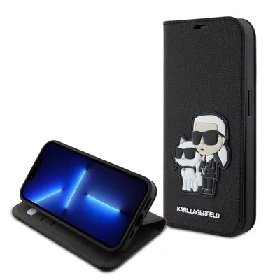 Produktbild von Karl Lagerfeld Saffiano PolyurethanBook Case Metal Karl and Choupette iPhone 15 Pro black