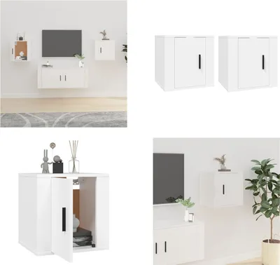 Obrázok produktu pre vidaXL TV nástenné skrinky 2 ks. Biela 40x34,5x40 cm - TV nástenná skrinka - TV nástenné skrinky - TV skrinka - TV konzola