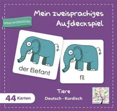 Produktbild von Mein zweisprachiges Aufdeckspiel, Tiere, Deutsch-Kurdisch (Kinderspiel)