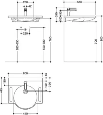 Produktbild von HEWI 950.19.002 Produktset WT u. Armatur,