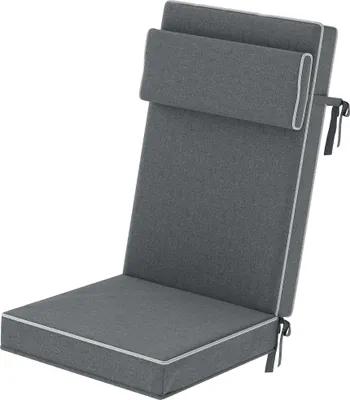 Produktbild von Sitzkissen 120 x 47 x 9,5 cm wasserabweisend Stuhlkissen mit Bändern, Kopfstütze, UPF50+ Dunkelgrau
