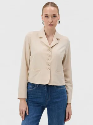 Produktbild von Orsay Damenjacke A-Linie Beige Größe 42 mit Kragen und Dreiviertelärmeln
