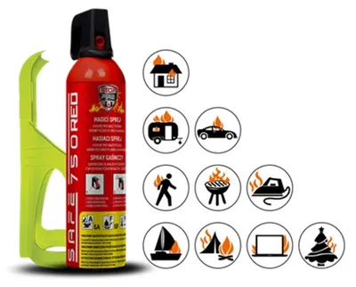 Obrázek produktu pro Hasicí sprej SAFE 750 RED 750ml pěnový + držák 75F