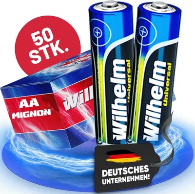 Produktbild von 50 AA Mignon Wilhelm Universal Alkaline Batterien im Shrink LR6