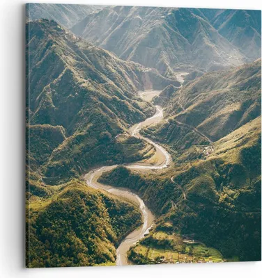 Produktbild von Bild auf Leinwand - Leinwandbild - Einteilig - Berge Weg Wald - 70x70cm - Wand Bild - Wanddeko - Wandbilder - Leinwanddruck - Bilder - Wanddekoration - Leinwand bilder - Wandbild - AC70x70-4700