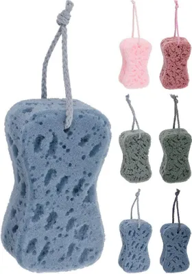 Obrázek produktu pro Houba na koupání se šňůrkou. Rozměry: 15 x 9 x 5,5 cm. Mix barev.