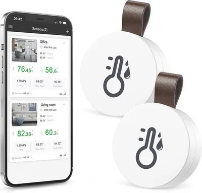 Obrázek produktu pro Bezdrátový Bluetooth teploměr a vlhkoměr, digitální, 2 ks, pro domácnost a kancelář