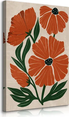 Produktbild von Muralo Leinwandbild Canvas MOHNBLUMEN Blätter Feldpflanzen Boho Stil Br. 70cm x Hö. 100cm