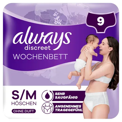 Obrázok produktu pre always 8700216946087 always Inkontinenzhosen discreet Postpartum Wochenbett Gr. M, 9 St.