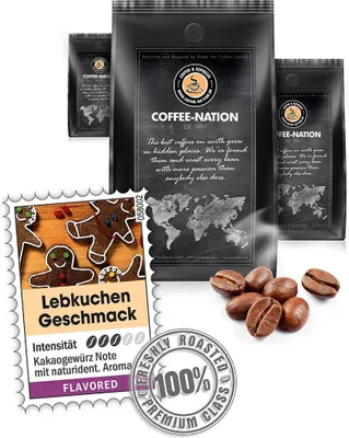 Produktbild von Kaffee LEBKUCHEN aromatisiert von Coffee-Nation, 500g Bohnen