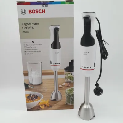 Obrázok produktu pre Mixr, Bosch MSM4W421, SER4, mixr, ErgoMaster, 800 W, dynamick regulcia rchlosti, systm QuattroBlade, sasou je mixr, sekik, ahacia metla a odmerka z nehrdzavejcej ocele, biely