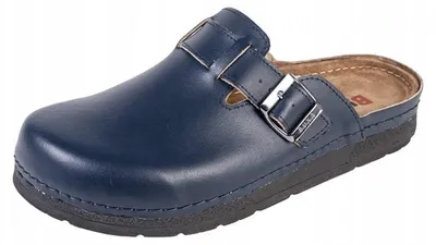 Produktbild von M&C BZ420 Medizinische Leder-Clogs Blau Gr. 42