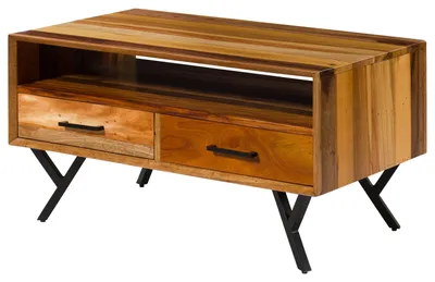 Immagine prodotto di MASSIVMOEBEL24 | Tavolino da salotto in legno di legno riciclato 100x60x51 laccato naturale AVIGNON #115