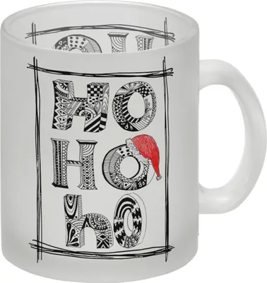 Produktbild von Ho Ho Ho Glas Tasse mit Weihnachtsmotiv Motiv