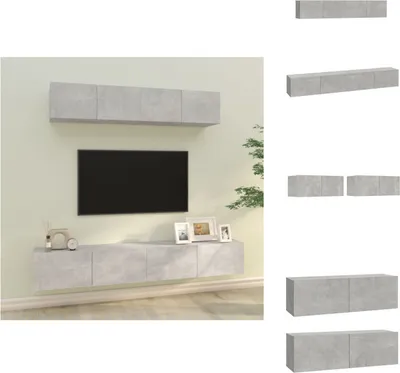 Produktbild von vidaXL 4-tlg. TV-Schrank-Set Betongrau Holzwerkstoff -  TV-Möbel