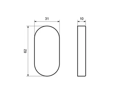 Produktbild von Blindrosette oval edelstahl satiniert 62x31 mm