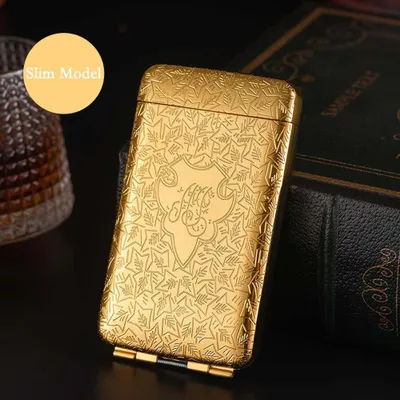 Produktbild von INF Metall Zigarettenetui für 20 Slim Zigaretten mit Klappdeckel Gold