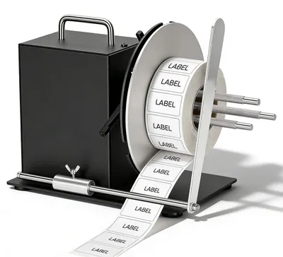 Immagine prodotto di Avvolgitore automatico per etichette - Macchina avvolgitrice per etichette - Adatta per etichette adesive con codice a barre - Avvolgimento a due direzioni - Fino a 100 mm - Nero