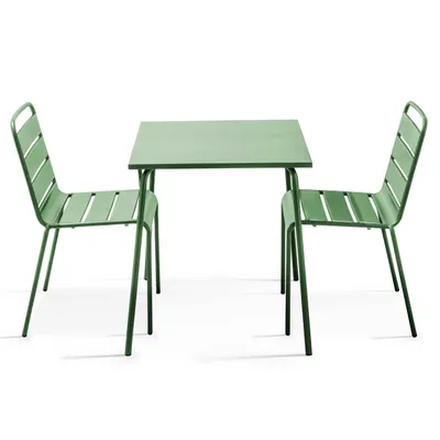 Produktbild von Set aus quadratischem Tisch und 2 Stühlen Grüner Kaktus - Oviala Palavas