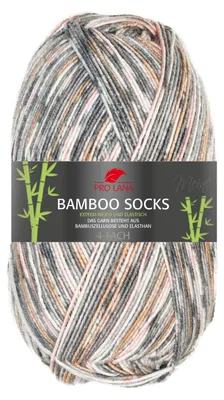 Produktbild von Pro Lana Bamboo Socks,vegane Sockenwolle,4-fädig,63% Polyacryl 30% Viskose 7% Polyester Elite 966 - grau/apricot color