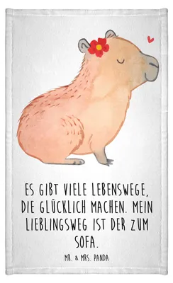 Produktbild von Mr. & Mrs. Panda Handtuch Capybara Blume - Weiß - Geschenk, Design, Gäste-WC, Frotteehandtuch, Klein, Lustige Sprüche, Frotteetuch