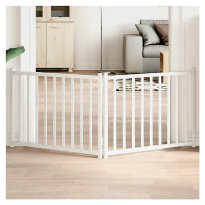 Produktbild von 2er Set Faltbares Hundetor Weiß 160 cm aus Massivholz Tanne für Haus, Türen und Treppen