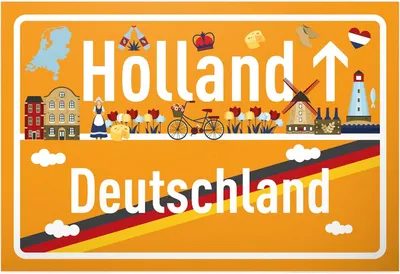 Produktbild von Stadt-Schild Holland Deutschland, 30 x 20 cm, Abschiedsgeschenk für Reise