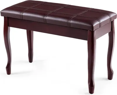Produktbild von Piano-Bank aus Massivholz, Klavierhocker mit gepolstertem Sitz, 2-Sitzer-Klavierbank mit Ablagefach, bis 160kg belastbar, 75 x 35 x 49 cm (Braun)