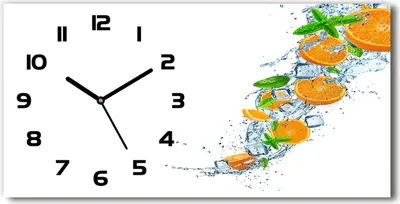 Produktbild von Wanduhr aus Glas – 60x30 cm - Glasbild - Glasuhr - Gehärtetes Glas - schwarze-zeiger - Orangen