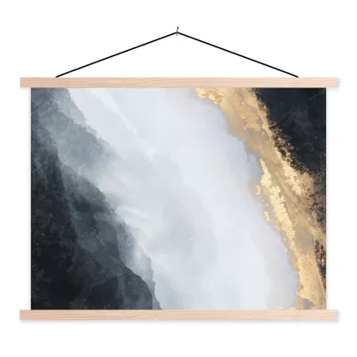 Produktbild von MuchoWow® Textilposter Abstrakt - Farbe - Gold - Schwarz - Marmor 60x45 cm mit holzfarbenen Rahmen - Bild