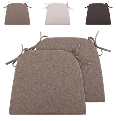 Productafbeelding van Kussen voor stoelen, 43x41 cm - Tuinstoelkussens - Zitkussens voor buiten - Schuim - Met banden - Grijs-bruin - 2 stuks