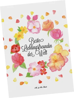 Produktbild von Mr. & Mrs. Panda Postkarte Lieblingsfreundin - Weiß - Geschenk, Blumen Liebe Flower, Fotokarte, Ansichtskarte, Ansichtskarten, Herz, Grußkarte, Freundin, Partnerin