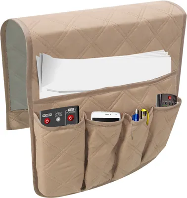 Produktbild von wasserdichtes Sofa Armlehnenlager Organisator 5 Taschen für Telefonbuchmagazine-Beige