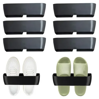 Produktbild von 6 Stück Schuhhalter Wand, Bohrbar & Selbstklebend, Schwarz