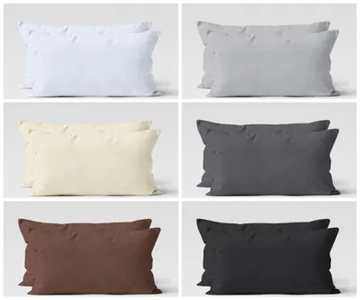 Produktbild von 2er Set Jersey Kissenbezug - Schwarz - 40x80cm - Dekokissen Kissenhülle Kopfkissen Hülle Uni Baumwolle