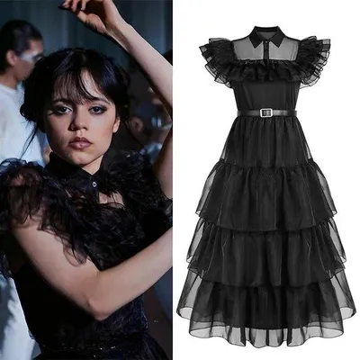 Produktbild von Famanu Cosplay Kostüm Wednesday Addams - Gothic Stil - Größe L